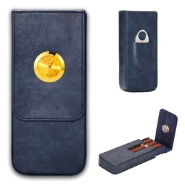 MIVLXLX Leather Cigar Case -Thick cedar travel humidor, Cedar Wood Lined Cigar Humidor with Silver Stainless Steel Cutter