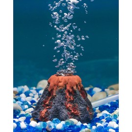 Uniclife Aquarium Volcano Ornament Kit Fish Tank Decoration Mini Resin Volcanic Decor for Fish Tank Landscape Realistic Mountain with Air Stone Bubbler Airline Tubing Accessories for Oxygenation