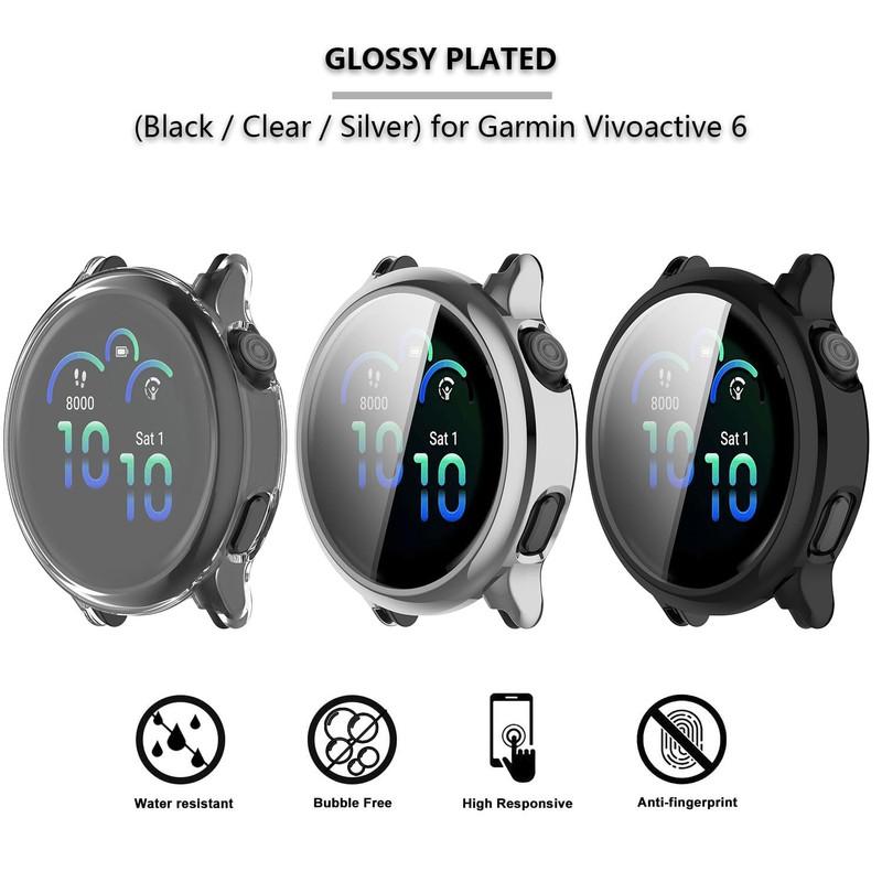 [3-Pack] Screen Protector & Case Compatible with Garmin Vivoactive 6,