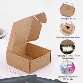 Sdootjewelry Small Kraft Gift Box, 100 Packs 2.44''×2.44''×1.38'' Mini Brown Kraft Paper Boxes Cardboard Ring Earring Jewelry Boxes