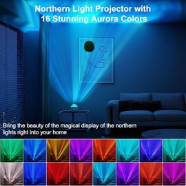 Coollamp Northern Lights Aurora Projector Light, 16 Colors Lighting Galaxy Projector Sensory Lights,Remote Kids Projector Night Light, Dimmable Mood Lighting with Memory Function for Playroom Teen Girl Gift