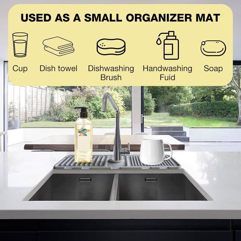 Faucet Mat for Kitchen Sink – Adjustable Silicone Sink Splash