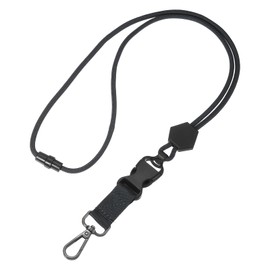 PATIKIL Durable Round Cord Strap, Adjustable Long Keychain Neck Strap Keychain Holder with Removable Buckle, Black, Free size