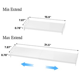 MIYUPTC Adjustable Closet Storage Shelves, Expandable Wardrobe Shelves Organizer System with Sticker for Kitchen, Cupboard, Wardrobe, Under Sink and Bathroom 3 Pack (L:16.9'' to 31.5"; W:7.9")