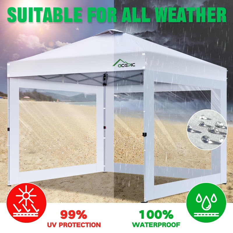 Acepic Clear Canopy Sidewalls for 10x10 Pop Up Tent, Transparent