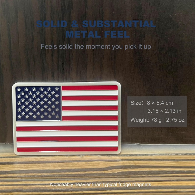American Flag Metal Fridge Magnet, Square 3D Zinc Alloy Refrigerator