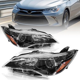 Kspeed Black Headlights Assembly for 2015 2016 2017 Toyota Camry Headlamp Set W/Housing Left+Right Side