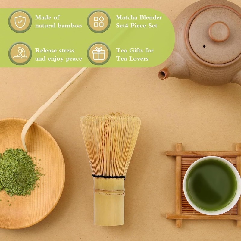 XIULIUU Matcha Tea Set, 4 Pcs Set Matcha Tool, Matcha