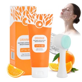 2 Pcs Orange Enzymes Peeling Gel with Facial Brush, Natural Organic Exfoliating Cleanser, Body Moisturizing Scrub, Brightening Skin Exfoliator Scrub, Deep Nourishing for Dry & Hydrating, Women & Men