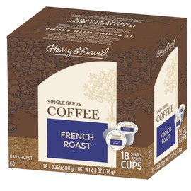 Harry & David Coffee - French Roast 100% Arabica - Single Serve Coffee Cups (for K-Cup Brewers) - 18 Count