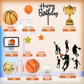 29 piezas de decoración para tartas de baloncesto con estrellas doradas para niños, hombres, baloncesto, fiesta de cumpleaños, suministros de fiesta deportiva (baloncesto)