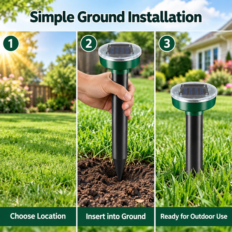 Solar Ultrasonic Pest Repeller for Yard 4 Pcs – Ground