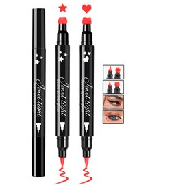 QIUFSSE 2PCS Red Liquid Eyeliner Stamp, Double-headed Waterproof Red Eyeliner Pencil, Fast-drying Eye Liner Stamp Makeup for Women