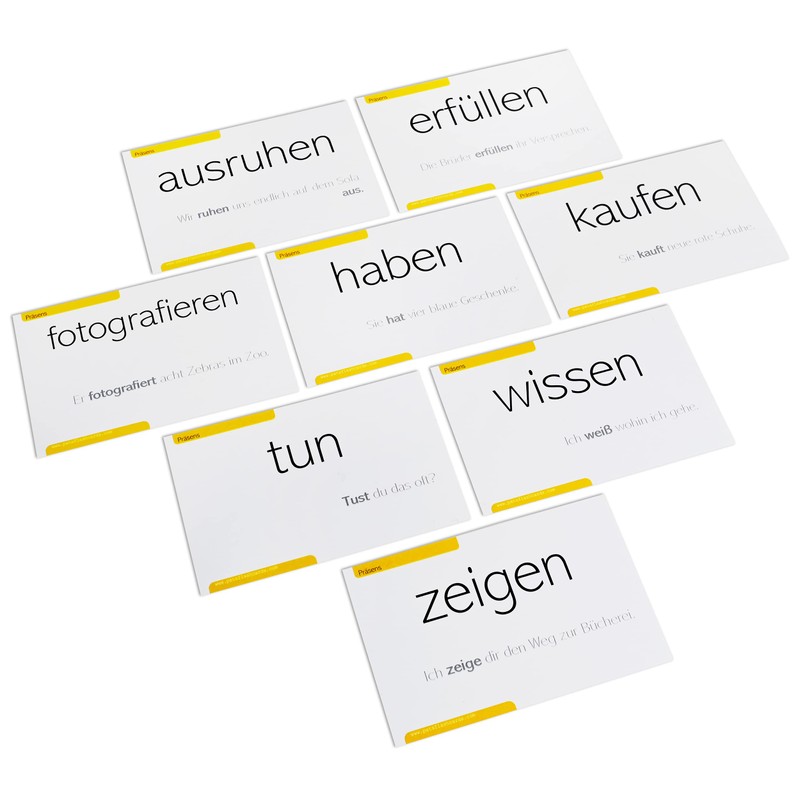 200 German Verb Conjugation Present Tense Flash Cards - Full
