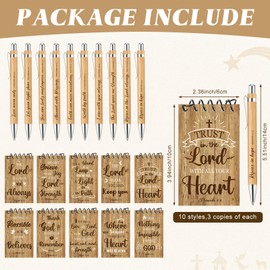 Pasimy 30 Sets Christian Gifts Bulk Religious Notebooks and Pens Inspirational Spiral Pocket Notepads Mini Journals Bible Verse Ballpoint Pens for Christmas Teacher Coworker Church Sunday School