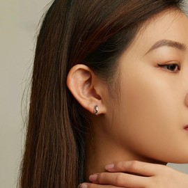 Star Moon Hoop Earrings for Women Girls 925 Sterling Silver Vintage Small Huggie Hoops Cartilage Earrings Hollow Stars Hypoallergenic Ear Jewelry Christmas