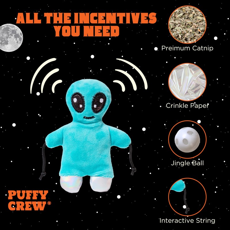Puffy Crew Interactive Catnip Cat Plush Toy, Space Travel Theme,