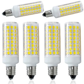 HAOGUAIS 6-Pack E11 LED Light Bulbs, E11 Mini Candelabra Base, Daylight White 6000K 75W Halogen Equivalent, 120V 7W JD T3 T4 Corn Bulb Indoor Lighting