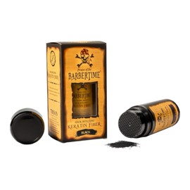 BARBERTIME Hair Building Keratin Fiber | Hair Regrowth | Volume To Thinning | Black & Dark Brown 21g (Black)