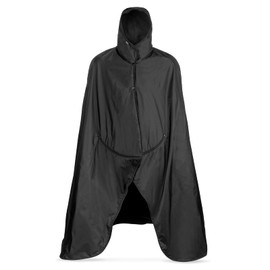 Mambe Large Extreme Weather Hooded Blanket Black - 100% Waterproof and Windproof with Premium Stuff Sack - Perfect for Stadiums and Watching Sports Activites - Machine Washable Fleece