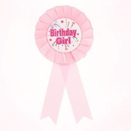 Birthday Girl Rosette Badge Baby Pink Birthday Girl Award Ribbon Badge Birthday Girl Decorations for Kids Girls Party Decoration Supplies ﻿