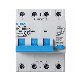 Circuit Breaker 3P+N 6KA 380V Requires 4 DIN Modules 30mA or 300mA Available in 10A 16A 20A 25A 32A 40A 50A 63A (30mA 10A)