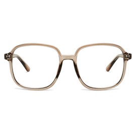 SOJOS Square Blue Light Blocking Glasses Oversized for Women TR90 Frame Filter SJ5081 (C6 Crystal Brown Frame, Anti-Blue Light Lens)