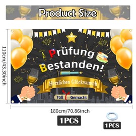 Exam Passed Banner Passed Exam Gift, Graduation 2024 Decorations Banner Graduation Decoration, Graduation Background Banner Black, Banner for Graduation Decoration 180 x 110 cm Party Banner