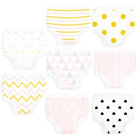 BaeBae Goods Potty Training Underwear for Boys and Girls 8 Piece, Absorbent Cotton Baby Toddler Training Pants for 12M, Unisex Underpants Gold