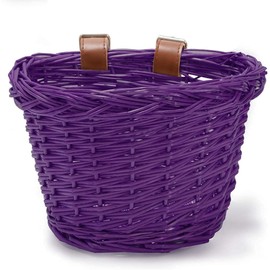 EIRONA Bicycle Wicker Basket for Kids Bike, Scooter, Tricycle, Stroller, Girl Rattan Basket, Kids Bike Accessories, Purple…