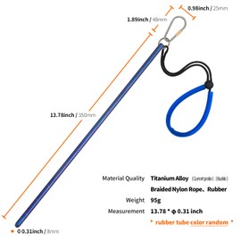 TiTo Titanium Scuba Diving 14''/35cm Titanium Alloy Lobster Tickle Pointer Stick w/Measurement & Lanyard (Dark Blue)