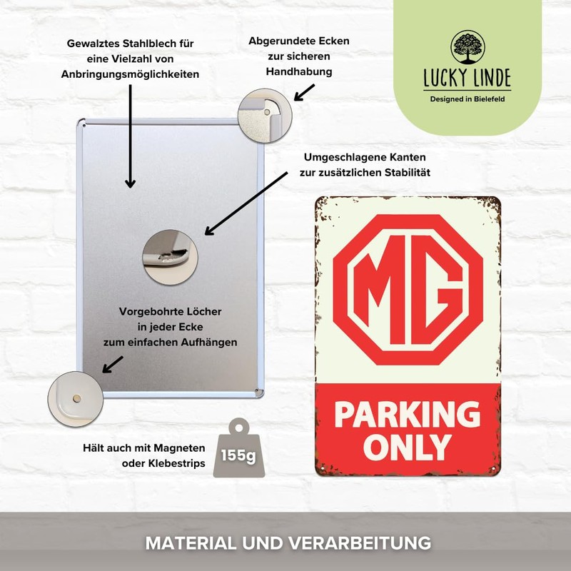LUCKYLINDE Retro Tin Sign Suitable for MG Oldtimer Fans and