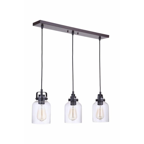 Craftmade 53693-FBDT Foxwood Pendant, 3-Light 180 Total Watts, Flat Black