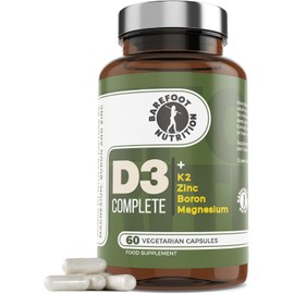 Barefoot Nutrition - Vitamin D3 Complete 4000 IU, with Vitamin K2 MK-7, Magnesium, Boron & Zinc Supplement, High Strength Formula for Bone and Normal Health Function, 60 Capsules