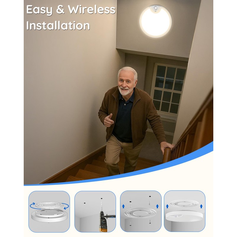 Rechargeable Motion Sensor Closet Light - IP54 Waterproof Shower Light