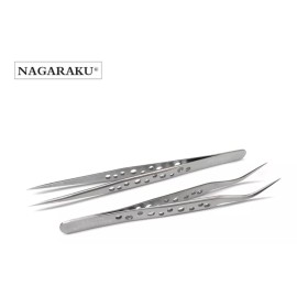 Nagaraku Par De Pinzas Para Colocacion De Pestañas Nagaraku