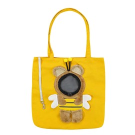 Cat/puppy backpack, pet crossbody bag with exposed head for travelling and shopping, hiking and camping (Yellow, L)