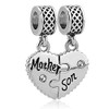 PanQueen Mom Mother Son Heart Love Birthstone Crystal Charm Set