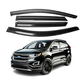 Fits for Ford Edge 2015 2016 2017 2018 2019 2020 2021 2022 2023 2024 Smoke Window Visor Set - Sun, Rain, and Vent Protection, 4-Pieces Tape-On Window Deflector Guard Kit