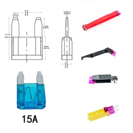 (100 Pcs) 15Amp, 15A Mini Blade Fuse, 15A Mini Car Fuses, 15A Mini Fuses, car mini fuses, Mini Blade Car Fuse,AutomotiveFuses and 4 Fuse puller ATC/ATO Fast Blow for Automotive Car Truck SUV