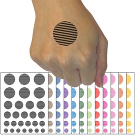 Geometric Striped Circle Temporary Tattoo Water Resistant Fake Body Art Set Collection - White (One Sheet)