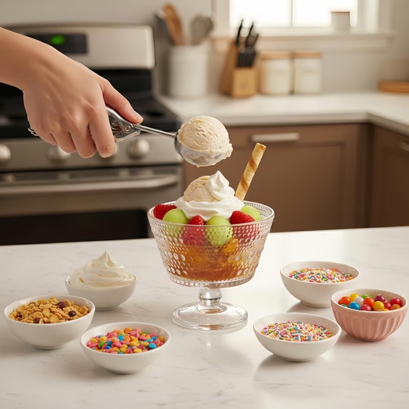 ZOOFOX 6 Pack Glass Ice Cream Bowl Set, 9 oz