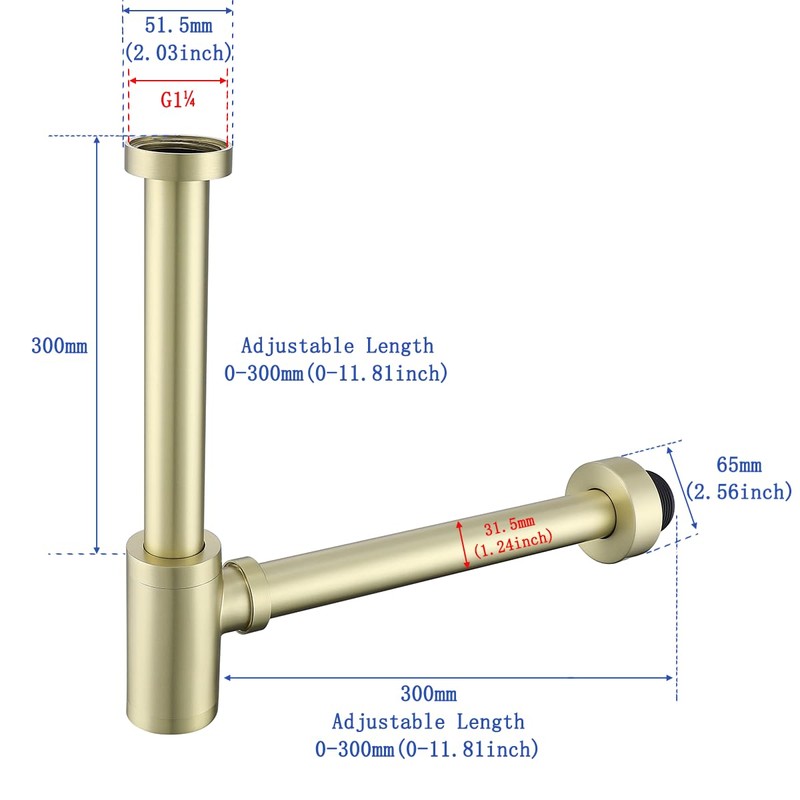 SWHYGER Bottle P Trap 1 1/4 with 11.81 inch Slip