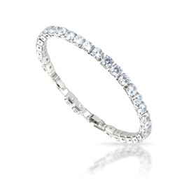 inSCINTILLE Unisex Tennis Bracelet with Zircons and Adjustable Snap Clasp, Rhodium-plated, Cubic Zirconia