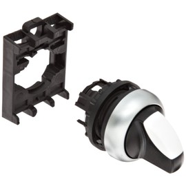 Eaton M22-WRK Selector Switch, 2 Positions, Rotary Actuator Style, On-Off Action, Silver Bezel Color, 45 Degree Turning Radius