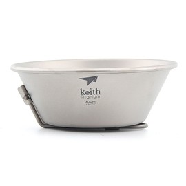 Keith Ti5320 Titanium Folding Handle Camping Bowl Ultralight Base Collapsible Cookware Cutlery 300ml Only 50g