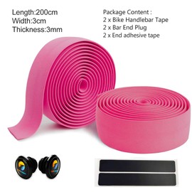 TOPCABIN® Bicycle Handlebar Tape Non-Slip Comfort GEL Road Bike Handlebar Tape Bike Bar Tape with Reflective Bar Plugs (# Pink)