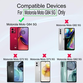 Ibywind Pack of 2 Tempered Glass Screen Protectors for Motorola Moto G84 5G 6.5 Inches (Not for Moto G82/Moto G72/Moto G73/Moto G62), with 1 Metal Camera Protection, 1 Piece Back Film, 9H Hardness