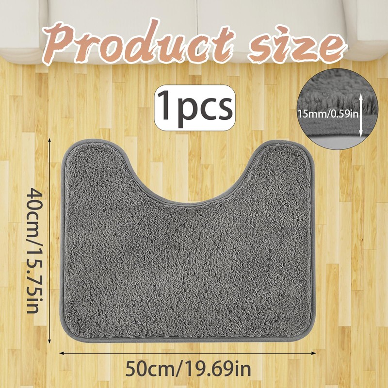 ZcrPrn Toilet Mat,Toilet Mats Pedestal Only,U-shape Soft Non Slip Absorbent