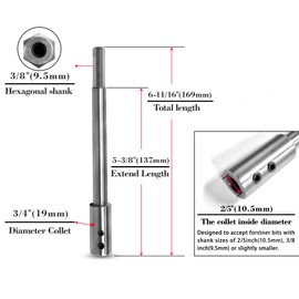 ASNOMY 6-11/16Inch Extra Long Forstner Bit Extension for Adding Over 5-3/8 inches of Drilling Depth to Your 2/5" Round or Hex Shafts Forstner Bit